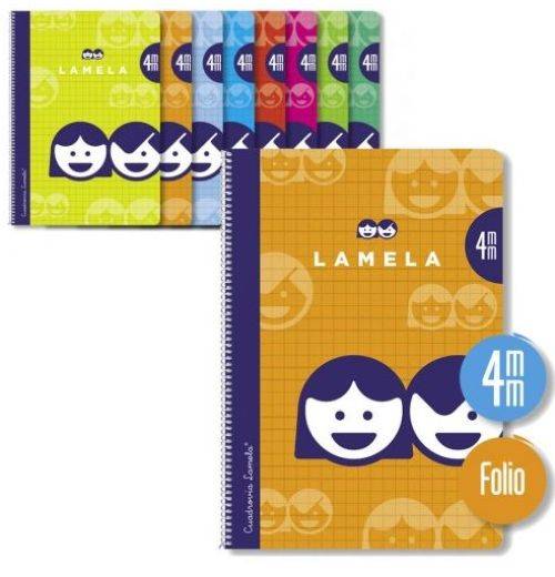 Cuaderno espiral LAMELA fº Y 4º  70g 3, 4, 5mm cuadrovia cubierta basica CARTON